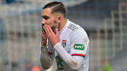 Rayan Cherki célébrant son premier but avec l'OL
