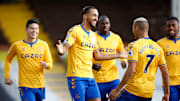 Calvert-Lewin celebrates with his teammates