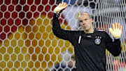 Germany's goalkeeper Robert Enke gesture