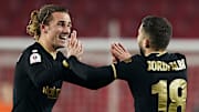 Antoine Griezmann et Jordi Alba, les deux hommes de cette rencontre. 