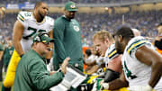 Former Green Bay Packers offensive line coach James Campen vs the Detroit Lions