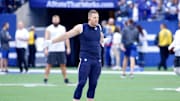 Houston Texans defensive end J.J. Watt getting loose prior to the Texans game vs. the Colts