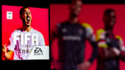 In this photo illustration a FIFA Soccer (EA SPORTS) logo...