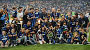 Inter Milan's players celebrate with the