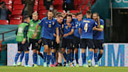 L'Italia festeggia il vantaggio contro l'Austria 