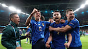 La gioia azzurra dopo il rigore realizzato da Jorginho