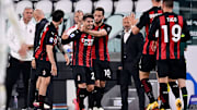 L'esultanza del Milan allo Stadium 