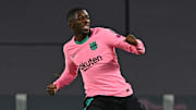 Ousmane Dembélé célèbre son but face à la Juventus en Ligue des Champions.