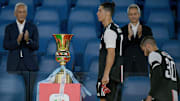 Cristiano Ronaldo devant la Coupe d'Italie