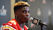 Tyreek Hill in a press conference before Super Bowl LIV