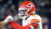 Kansas City Chiefs defensive end Frank Clark in a game against the New England Patriots