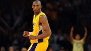 Kobe Bryant sidesteps his way back down the court to get back on defense.