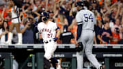 Jose Altuve rounding third after his walk-off HR sent the Astros to the World Series last season
