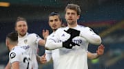 Leeds United's Patrick Bamford celebrates the game's opening goal against his former side
