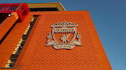 The Liverpool badge outside Anfield.