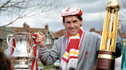 Kenny Dalglish celebrates his league/cup double