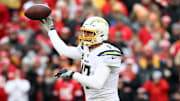 Philip Rivers of the Chargers throws a pass against the Chiefs.