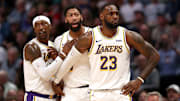 LeBron James y Anthony Davis en el partido ante Denver Nuggets