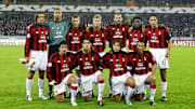 Milan's players pose for a team picture 