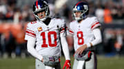 Eli Manning and Daniel Jones take the field against the Chicago Bears