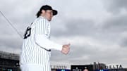 The New York Yankees introduced Gerrit Cole at Yankee Stadium Thursday.