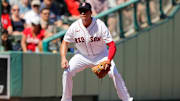 Boston Red Sox third baseman Bobby Dalbec gets set in the field against the New York Yankees.