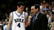 Duke All-American shooting guard JJ Redick with head coach Mike Krzyzewski