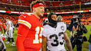 Former Texas Tech teammates Patrick Mahomes and DeAndre Washington reconnecting after a Chiefs-Raiders game