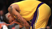 Kyle Kuzma en un juego de temporada regular NBA entre Oklahoma City Thunder y Los Angeles Lakers