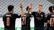 Ilkay Gundogan and Kevin de Bruyne celebrate versus Marseille