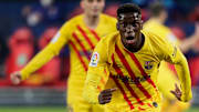 Ilaix Moriba celebrates his first Barcelona goal 
