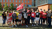 Nearly every Big Ten school was represented at this protest outside closed Big Ten offices.