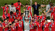 Los jugadores del Bayern celebrando su victoria en 2020