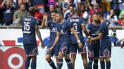 Les joueurs parisiens lors de la rencontre face à Clermont (4-0)
