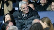 Raymond Domenech, en tribunes lors d'un match du PSG en Coupe de France.