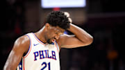 Philadelphia 76ers star Joel Embiid left Wednesday's contest with left shoulder sprain