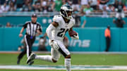 Philadelphia Eagles cornerback Ronald Darby returning an interception vs. the Miami Dolphins