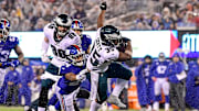 Philadelphia Eagles RB Boston Scott scored 3 TDs in Sunday's win over the New York Giants