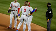 El astro de los Filis tuvo una fuerte discusión con el umpire