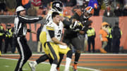 Myles Garrett assaulting Mason Rudolph with his helmet in Week 11 of the 2019 season