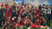 Portugal celebrate at UEFA EURO 2016