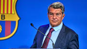 Joan Laporta en la rueda de prensa esta mañana