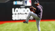 New York Yankees reliever David Hale in London, 2019