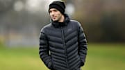Raul Jimenez Visits his Teammates during a Wolverhampton Wanderers Training Session