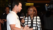 Josina Anderson interviewing Mark Wahlberg. 