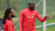 Romelu Lukaku, à l'entraînement de la sélection belge, aux côtés de Jason Denayer.