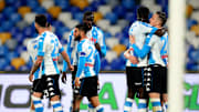 L'esultanza dei calciatori del Napoli