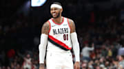 Carmelo Anthony durante un juego de NBA 2019 entre Sacramento Kings y Portland Trail Blazers