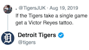 Tigers Twitter calls out fan over tattoo bet.