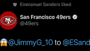 Emmanuel Sanders appeared to be caught liking tweets during halftime on Sunday. 